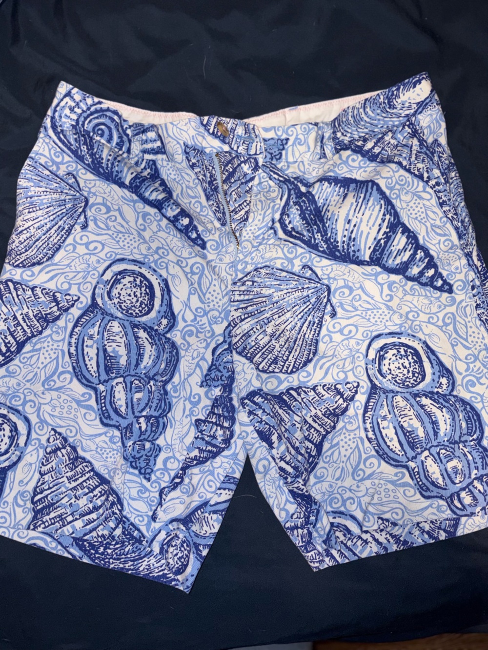 Lilly Pulitzer Blue & White Seashell Print Men's Shorts